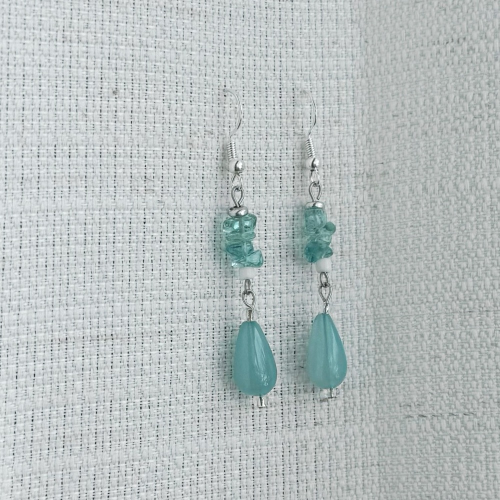 Blue Teardrop silver Earrings